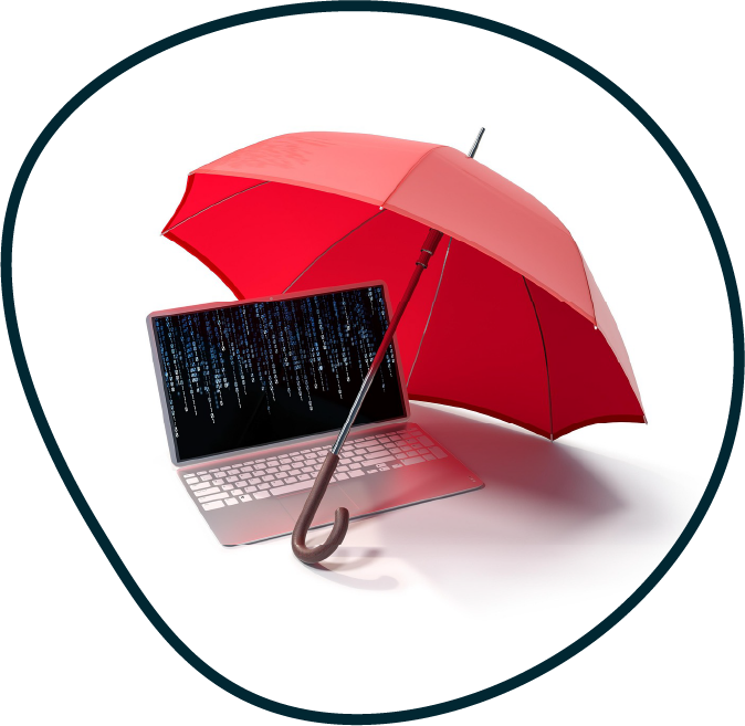 Image with an umbrella covering it. Passantbyte and The Cysec Bridge. Protect, monitor, and secure your business with ease